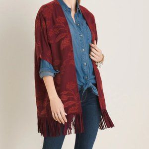 CHENILLE FLORAL JACQUARD RUANA WRAP